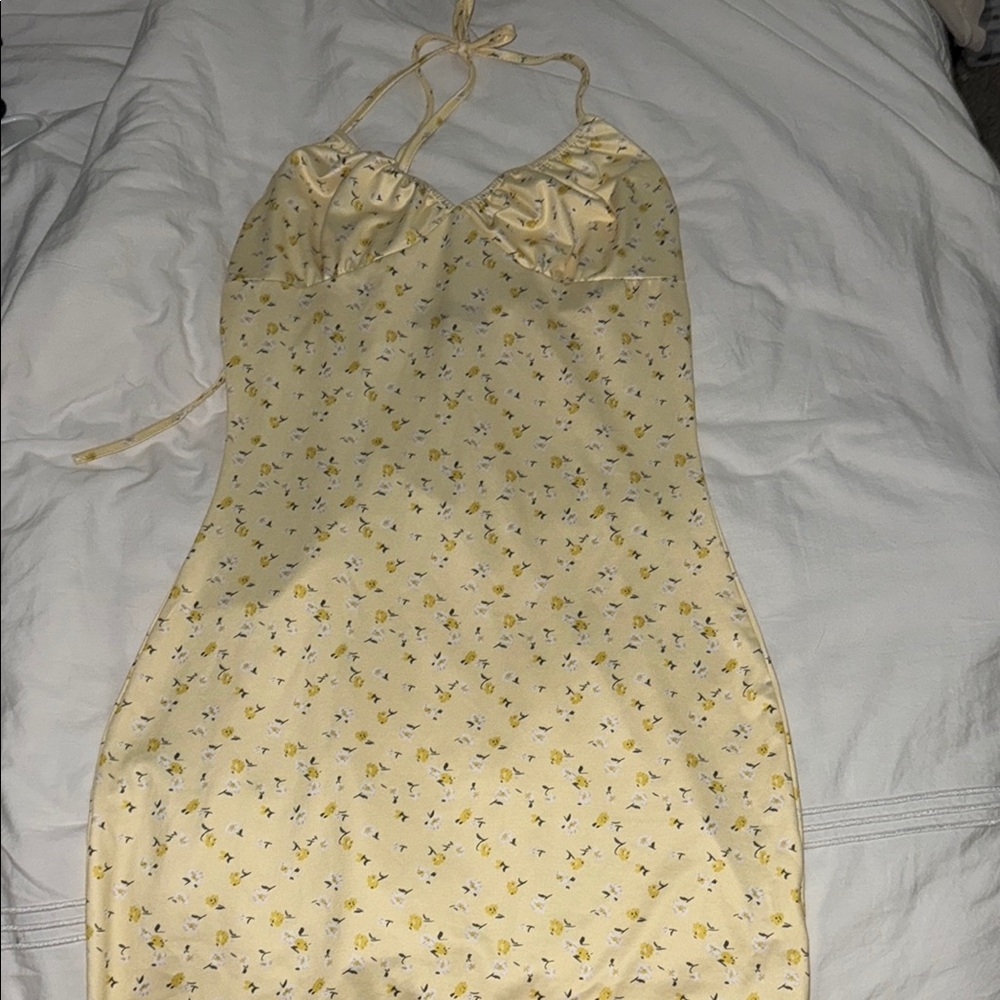 SHEIN Cream Yellow Halter Slip Dress